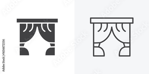 Curtains icon. Line Art And Clip art Style Design
