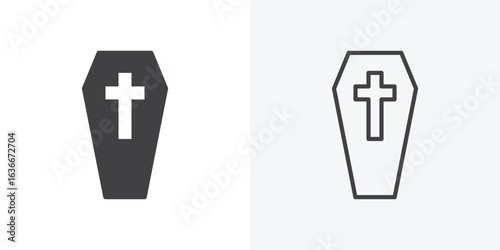 Coffin icon. Line Art And Clip art Style Design
