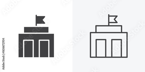 City hall building icon. Line Art And Clip art Style Design