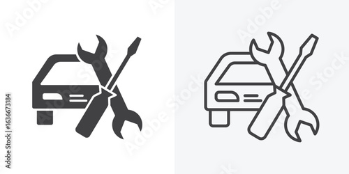 Car repair icon. Line Art And Clip art Style Design