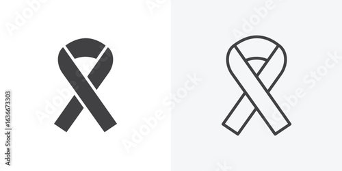 Cancer ribbon icon. Line Art And Clip art Style Design
