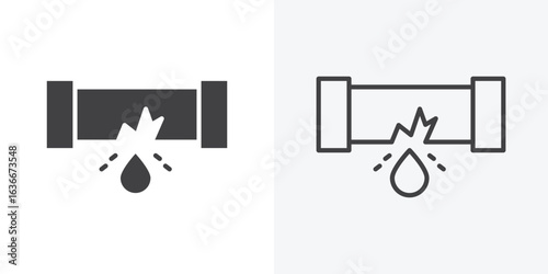 Broken pipe icon. Line Art And Clip art Style Design