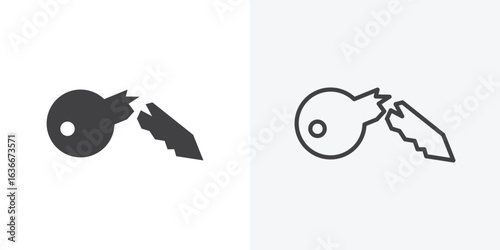 Broken key icon. Line Art And Clip art Style Design