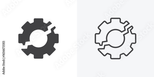 Broken gear icon. Line Art And Clip art Style Design
