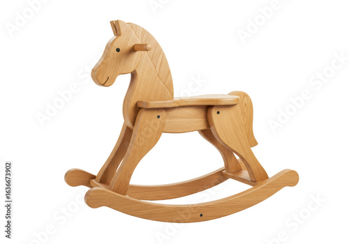 Isolated Classic Wooden Rocking Horse Toy for Children