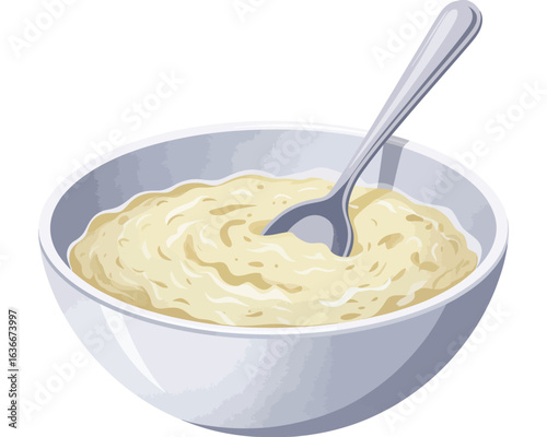 Bowl of creamy mashed potatoes with a spoon