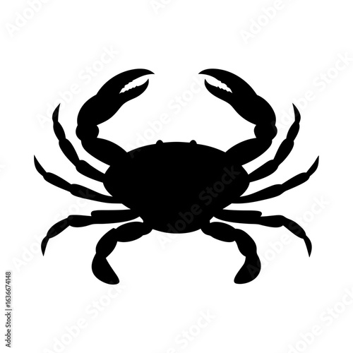 Silhouette vector of a Crab with Claws Raised on a White Background