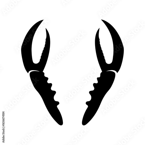 Two Black Crab Claws vector on a White Background in Silhouette Style