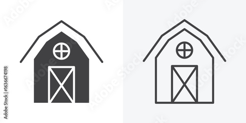 Barn icon. Line Art And Clip art Style Design