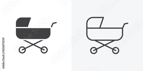 Baby carriage icon. Line Art And Clip art Style Design