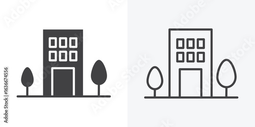 Apartment icon. Line Art And Clip art Style Design