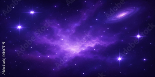 An abstract celestial starfield of nebulas glows brightly in the dark cosmos