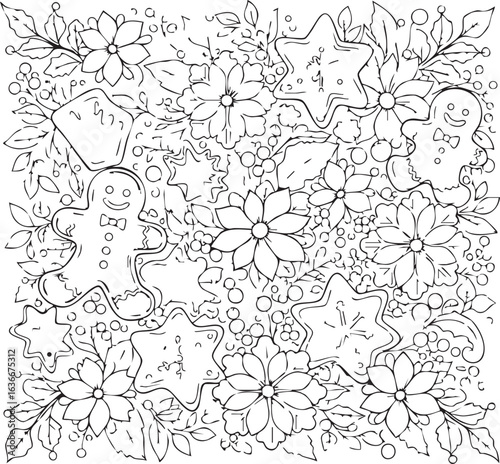 christmas, flower, pattern, floral, seamless, vector, decoration, illustration, wallpaper, ornament, vintage, design, rose, nature, art, texture, leaf, flowers, pink, summer, plant, card, element, dec