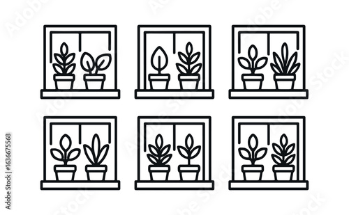 Minimal Plant Shelf Icons