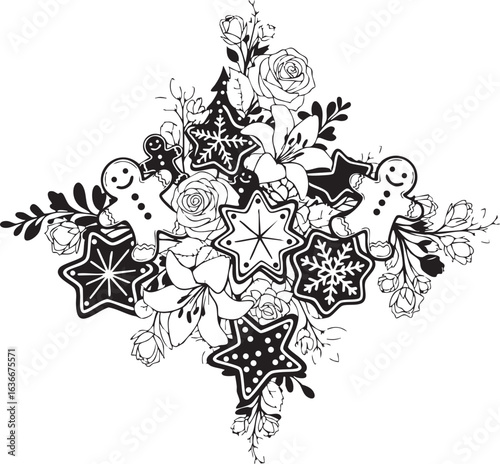 christmas, flower, pattern, floral, seamless, vector, decoration, illustration, wallpaper, ornament, vintage, design, rose, nature, art, texture, leaf, flowers, pink, summer, plant, card, element, dec