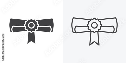 Diploma icon. Line Art And Clip art Style Design