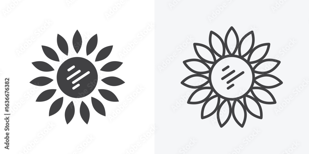 Fototapeta premium Sunflower icon. Line Art And Clip art Style Design