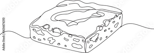 Minimalist dessert illustration featuring a tempting brownie con
