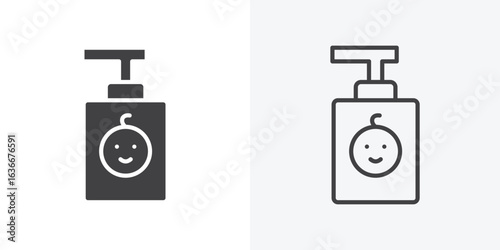 Baby shampoo icon. Line Art And Clip art Style Design