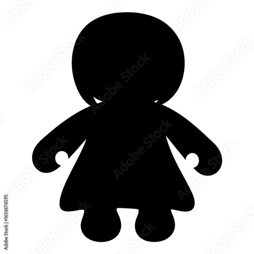 Minimalist black silhouette vector icon of a standing female figure, ideal for user avatars, gender representation, or simple graphic design elements