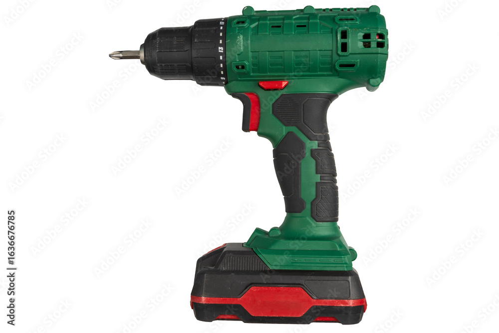 Ταπετσαρία Used and scratched green cordless drill with battery