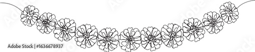 Elegant marigold garland illustration with intricate floral deta