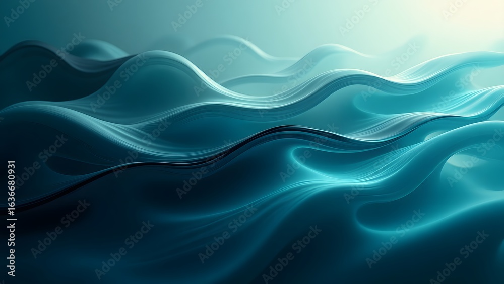 Fototapeta premium Dual-tone waves: turquoise and black