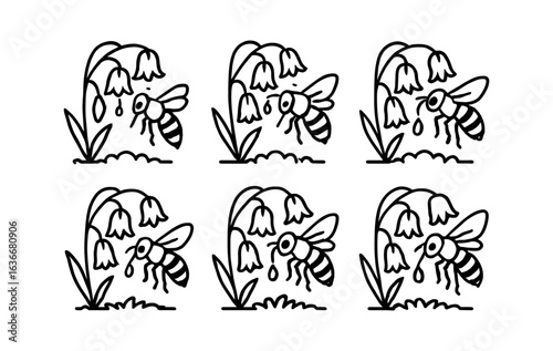Bee Pollination Icons