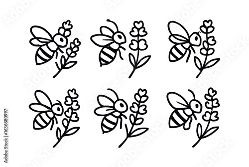 Bee Pollination Icons