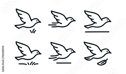 Minimal Bird Flight Icons