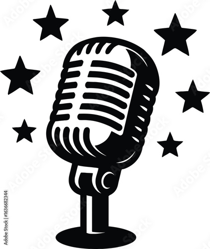 Black and White Vector Icon of a Wireless Lapel Microphone System