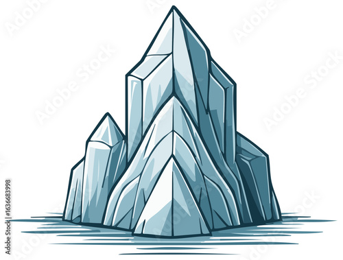 Illustrated depiction of an iceberg in a stylized vector graphic for various concepts