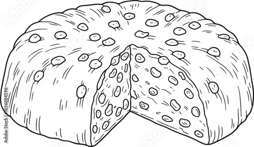 Welsh Bara Brith Illustration: A Traditional Fruit Loaf Slice Di