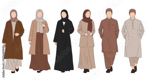 Muslim people in modern modest fashion