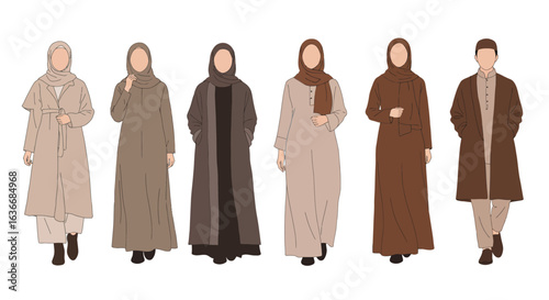 Muslim people in modern modest fashion