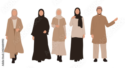 Muslim people in modern modest fashion