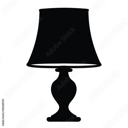 Elegant black silhouette of a vintagestyle table lamp with a lampshade