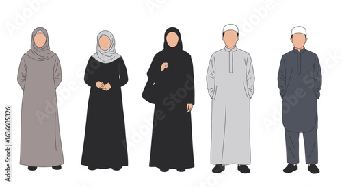 Muslim people in modern modest fashion