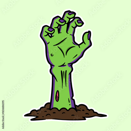 zombie hand coming from the ground Sticker