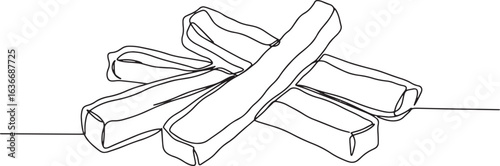 Elegant one line drawing of zucchini fries, showcasing minimalis
