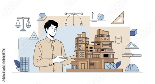 Architectural Vision Design Presentation Of Creative Building Projects And Construction