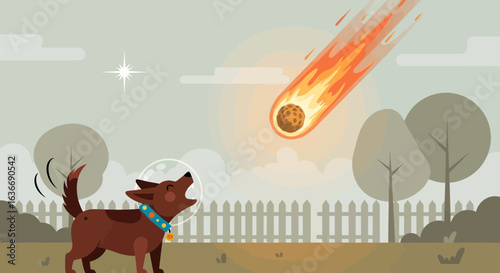 Astronautical Alert: A Dog's Reaction to Celestial Arrival in the Suburbs