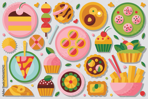 A vibrant collection of sweet and savory treats and desserts