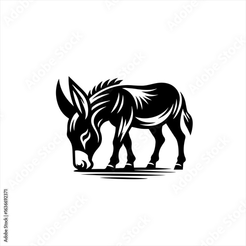 Donkey grazing illustration
