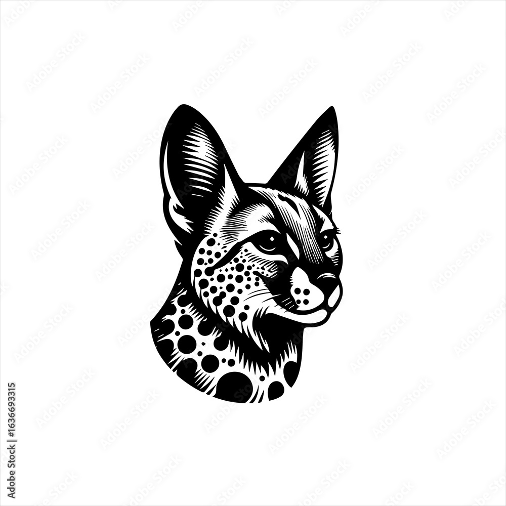 Fototapeta premium Serval cat head illustration