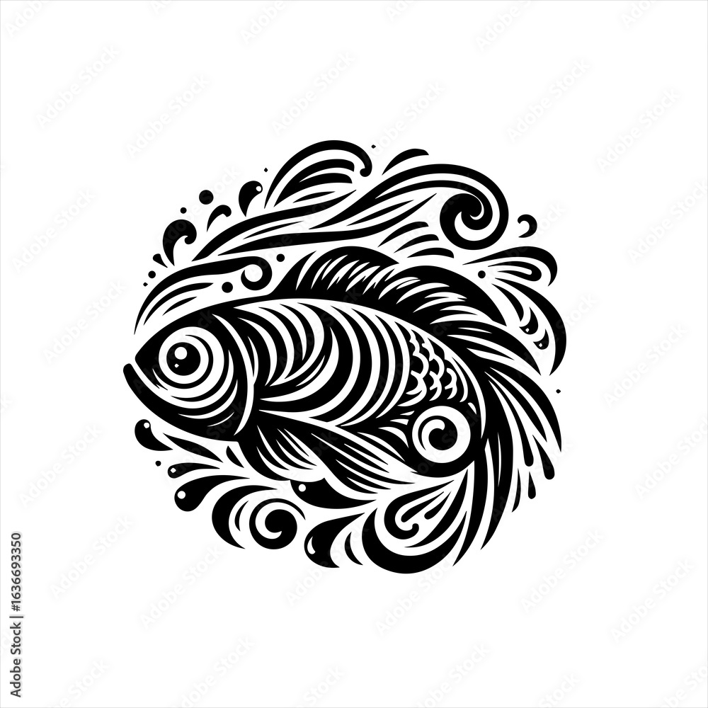 Fototapeta premium Fish in a swirling water design
