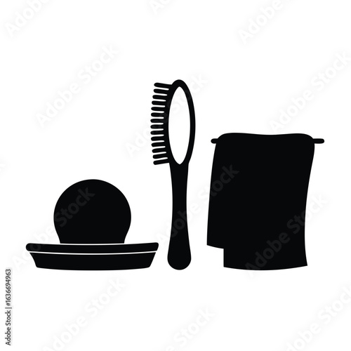 Bathroom hygiene tools silhouette