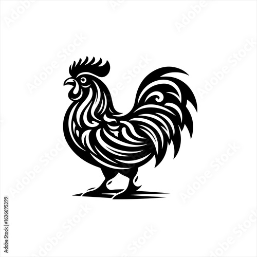 Ornate rooster silhouette
