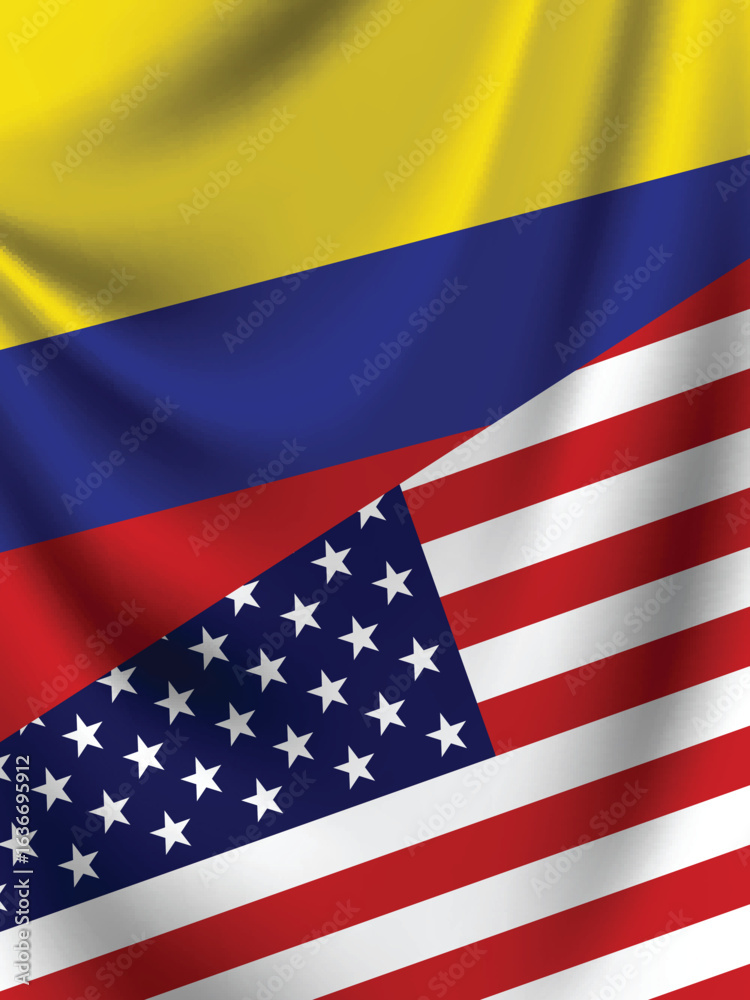 Fototapeta premium Illustration Vector Featuring USA and Colombia Identity
