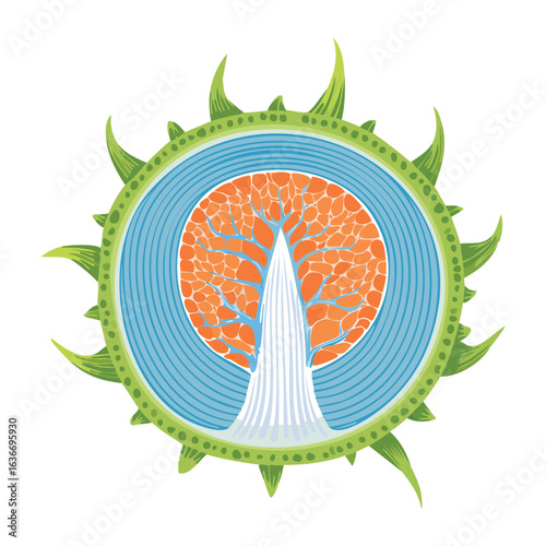 Botanical Cross Section of an Organic Plant